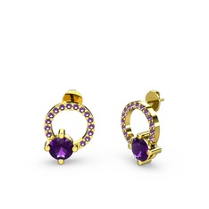 Sima Taşlı Küpe - Ametist 8 ayar altın küpe #1c1748m