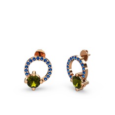 Peridot ve lab safir 18 ayar rose altın küpe