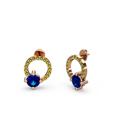 Lab safir ve peridot 14 ayar rose altın küpe