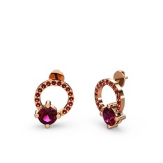 Sima Taşlı Küpe - Rodolit garnet ve garnet 14 ayar rose altın küpe #1f16pvd