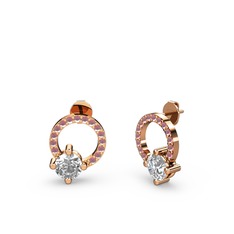 Sima Taşlı Küpe - Swarovski ve kök yakut 18 ayar rose altın küpe #1f7qtzz