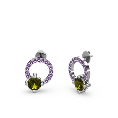 Peridot ve ametist 925 ayar gümüş küpe