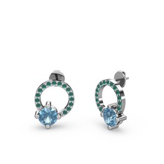 Sima Taşlı Küpe - Akuamarin ve kök zümrüt 925 ayar gümüş küpe #1gojbte