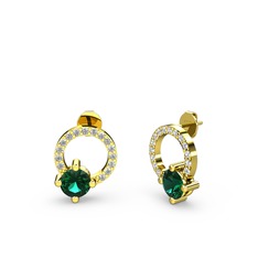 Sima Taşlı Küpe - Yeşil kuvars ve beyaz zirkon 8 ayar altın küpe #1h0b52t