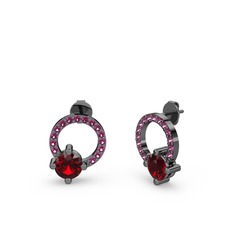 Garnet ve rodolit garnet 925 ayar siyah rodyum kaplama gümüş küpe