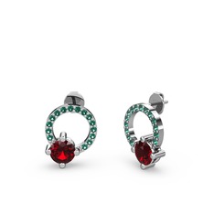 Sima Taşlı Küpe - Garnet ve yeşil kuvars 925 ayar gümüş küpe #1hj1ba4
