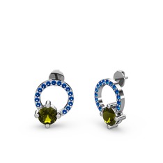 Peridot ve lab safir 925 ayar gümüş küpe