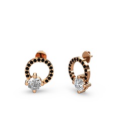 Sima Taşlı Küpe - Swarovski ve siyah zirkon 14 ayar rose altın küpe #1i4xdch