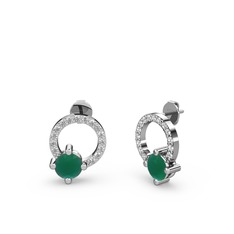 Sima Taşlı Küpe - Kök zümrüt ve swarovski 8 ayar beyaz altın küpe #1ik6d4w