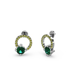 Sima Taşlı Küpe - Yeşil kuvars ve peridot 14 ayar beyaz altın küpe #1m3eqgv