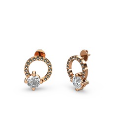 Sima Taşlı Küpe - Swarovski ve dumanlı kuvars 18 ayar rose altın küpe #1m7qdl5