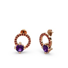 Sima Taşlı Küpe - Ametist ve garnet 14 ayar rose altın küpe #1nokjdt