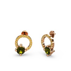 Sima Taşlı Küpe - Peridot ve sitrin 18 ayar rose altın küpe #1nr5dph