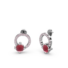 Sima Taşlı Küpe - Kök yakut ve pembe kuvars 925 ayar gümüş küpe #1p314zo