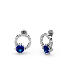 Sima Taşlı Küpe - Lab safir ve swarovski 14 ayar beyaz altın küpe #1snxeii
