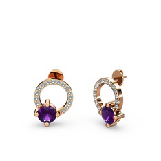 Sima Taşlı Küpe - Ametist ve akuamarin 925 ayar rose altın kaplama gümüş küpe #1td6rnv