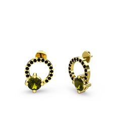 Sima Taşlı Küpe - Peridot ve siyah zirkon 925 ayar altın kaplama gümüş küpe #1y1wlqx