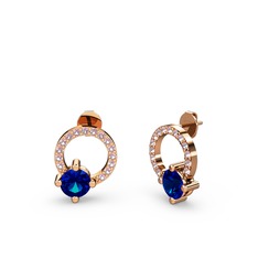 Sima Taşlı Küpe - Lab safir ve pembe kuvars 925 ayar rose altın kaplama gümüş küpe #1yq2uj5