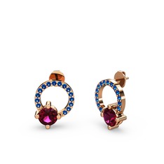 Sima Taşlı Küpe - Rodolit garnet ve lab safir 14 ayar rose altın küpe #1yrknhz