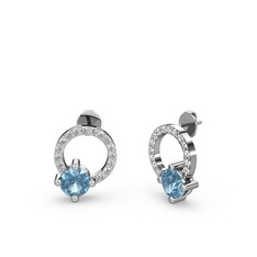 Sima Taşlı Küpe - Akuamarin ve swarovski 8 ayar beyaz altın küpe #3fxbq2