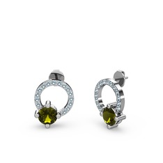 Peridot ve akuamarin 925 ayar gümüş küpe