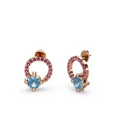 Sima Taşlı Küpe - Akuamarin ve rodolit garnet 925 ayar rose altın kaplama gümüş küpe #4smfyb