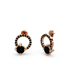 Sima Taşlı Küpe - Siyah zirkon 925 ayar rose altın kaplama gümüş küpe #577wtq