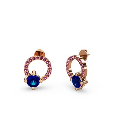 Sima Taşlı Küpe - Lab safir ve rodolit garnet 925 ayar rose altın kaplama gümüş küpe #5fn61w