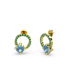 Sima Taşlı Küpe - Akuamarin ve yeşil kuvars 8 ayar altın küpe #6q8cm8