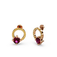 Sima Taşlı Küpe - Rodolit garnet ve sitrin 18 ayar rose altın küpe #8d4vmq