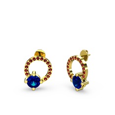 Sima Taşlı Küpe - Lab safir ve garnet 18 ayar altın küpe #8ndbuy