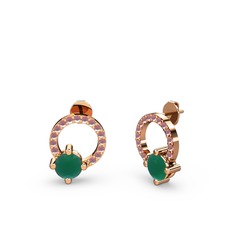 Sima Taşlı Küpe - Kök zümrüt ve kök yakut 925 ayar rose altın kaplama gümüş küpe #af4dlh