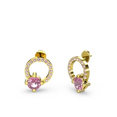 Sima Taşlı Küpe - Pembe kuvars 14 ayar altın küpe #apcwz6