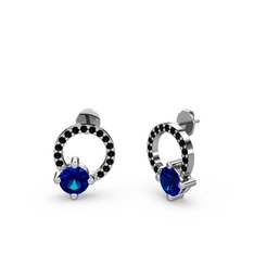 Sima Taşlı Küpe - Lab safir ve siyah zirkon 925 ayar gümüş küpe #ara921