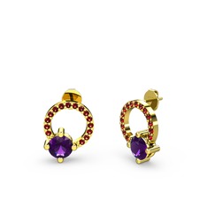 Sima Taşlı Küpe - Ametist ve garnet 8 ayar altın küpe #axcjmd