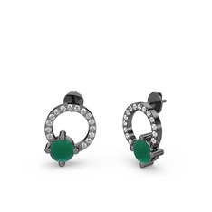 Sima Taşlı Küpe - Kök zümrüt ve swarovski 925 ayar siyah rodyum kaplama gümüş küpe #bub4fg