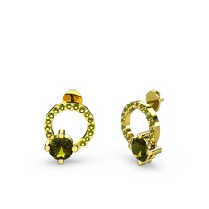 Sima Taşlı Küpe - Peridot 8 ayar altın küpe #c2g0a9