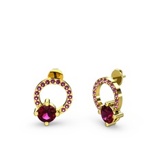 Rodolit garnet 925 ayar altın kaplama gümüş küpe