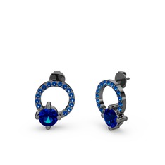 Sima Taşlı Küpe - Lab safir 925 ayar siyah rodyum kaplama gümüş küpe #dcgs4v