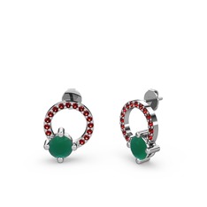 Sima Taşlı Küpe - Kök zümrüt ve garnet 925 ayar gümüş küpe #df0pc0