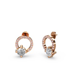 Sima Taşlı Küpe - Swarovski ve pembe kuvars 14 ayar rose altın küpe #dk8om4