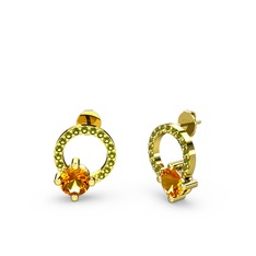 Sima Taşlı Küpe - Sitrin ve peridot 925 ayar altın kaplama gümüş küpe #ewrcxe