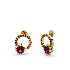 Sima Taşlı Küpe - Rodolit garnet ve garnet 925 ayar altın kaplama gümüş küpe #fjci2q