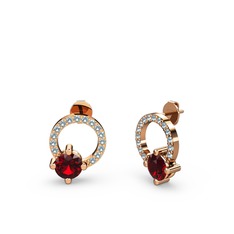 Sima Taşlı Küpe - Garnet ve akuamarin 925 ayar rose altın kaplama gümüş küpe #fsxjio