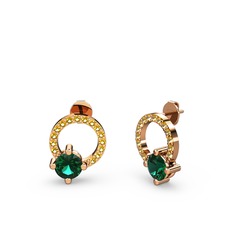 Sima Taşlı Küpe - Yeşil kuvars ve sitrin 925 ayar rose altın kaplama gümüş küpe #g8knvc