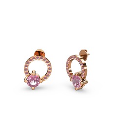 Sima Taşlı Küpe - Pembe kuvars ve kök yakut 925 ayar rose altın kaplama gümüş küpe #hb0wps