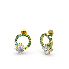 Swarovski ve yeşil kuvars 18 ayar altın küpe