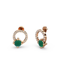 Sima Taşlı Küpe - Kök zümrüt ve beyaz zirkon 925 ayar rose altın kaplama gümüş küpe #idijqn