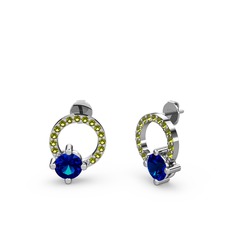 Lab safir ve peridot 925 ayar gümüş küpe