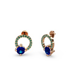 Sima Taşlı Küpe - Lab safir ve yeşil kuvars 925 ayar rose altın kaplama gümüş küpe #jdqt5b